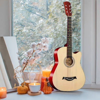 38-Inch Cutaway Acoustic Guitar Kit with Nylon Strings and Gig Bag detail image - detail view 4