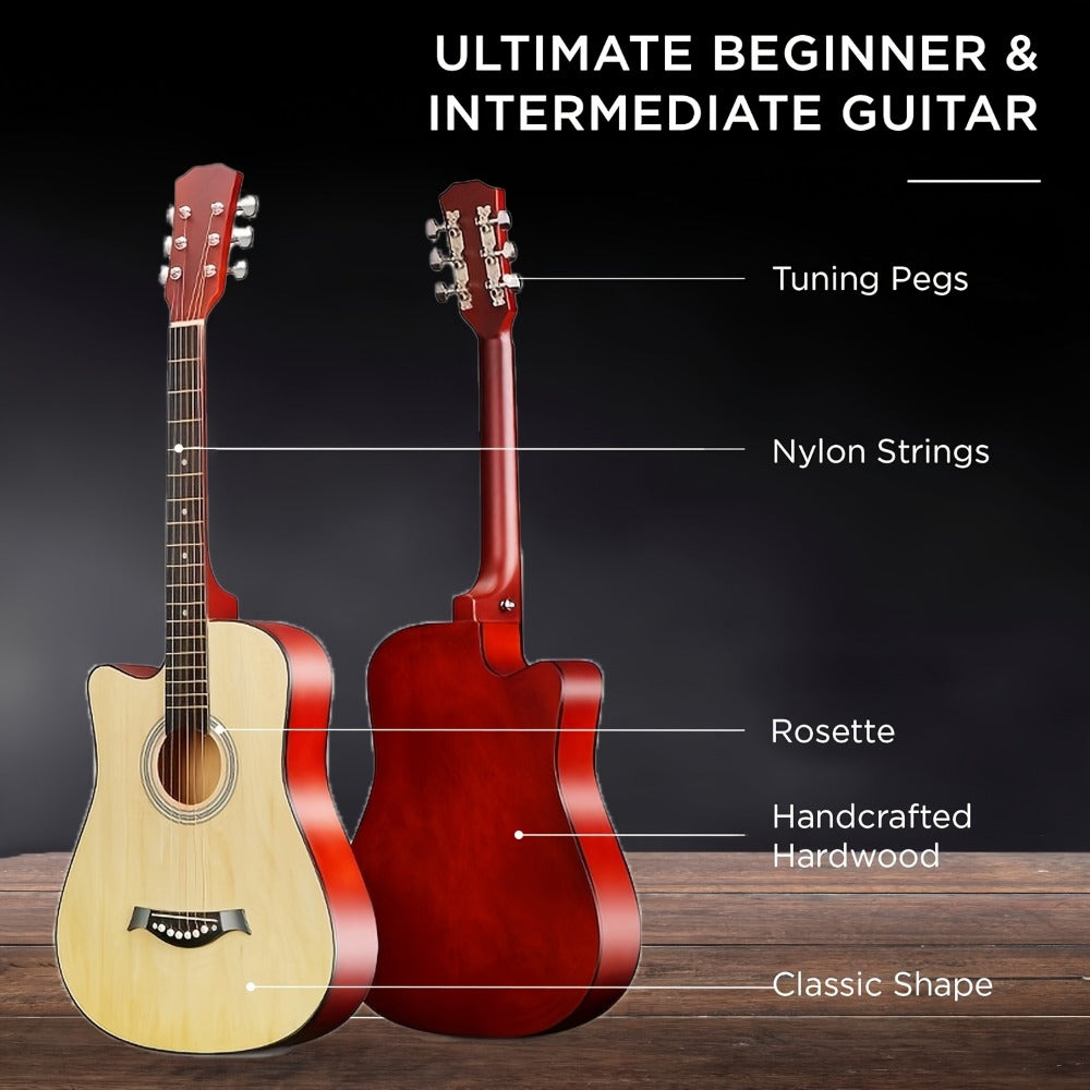 38-Inch Cutaway Acoustic Guitar Kit with Nylon Strings and Gig Bag detail image - detail view 8