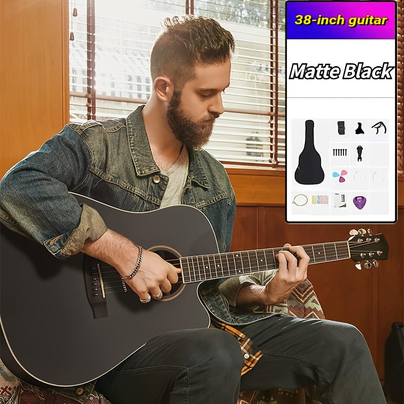 38-Inch Cutaway Acoustic Guitar Kit with Nylon Strings and Gig Bag shown in the Matt Black option