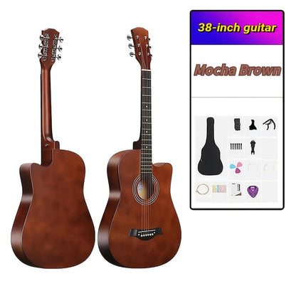 38-Inch Cutaway Acoustic Guitar Kit with Nylon Strings and Gig Bag shown in the Mocha Brown option