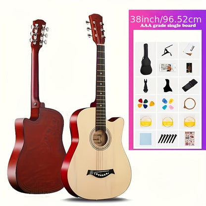 38-Inch Cutaway Acoustic Guitar Kit with Nylon Strings and Gig Bag shown in the Natural Wood Color option