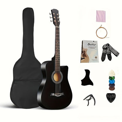 38-Inch Matte Acoustic Guitar Kit with Gig Bag and Accessories shown in the Black option