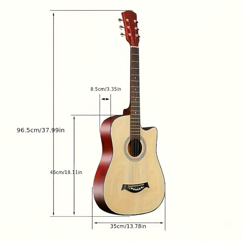 38-Inch Matte Acoustic Guitar Kit with Gig Bag and Accessories detail image - detail view 13