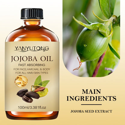 Jojoba-Labeled Body Massage Oil Two-Bottle Set with 100 ml Bottles and Glass Dropper Accessory