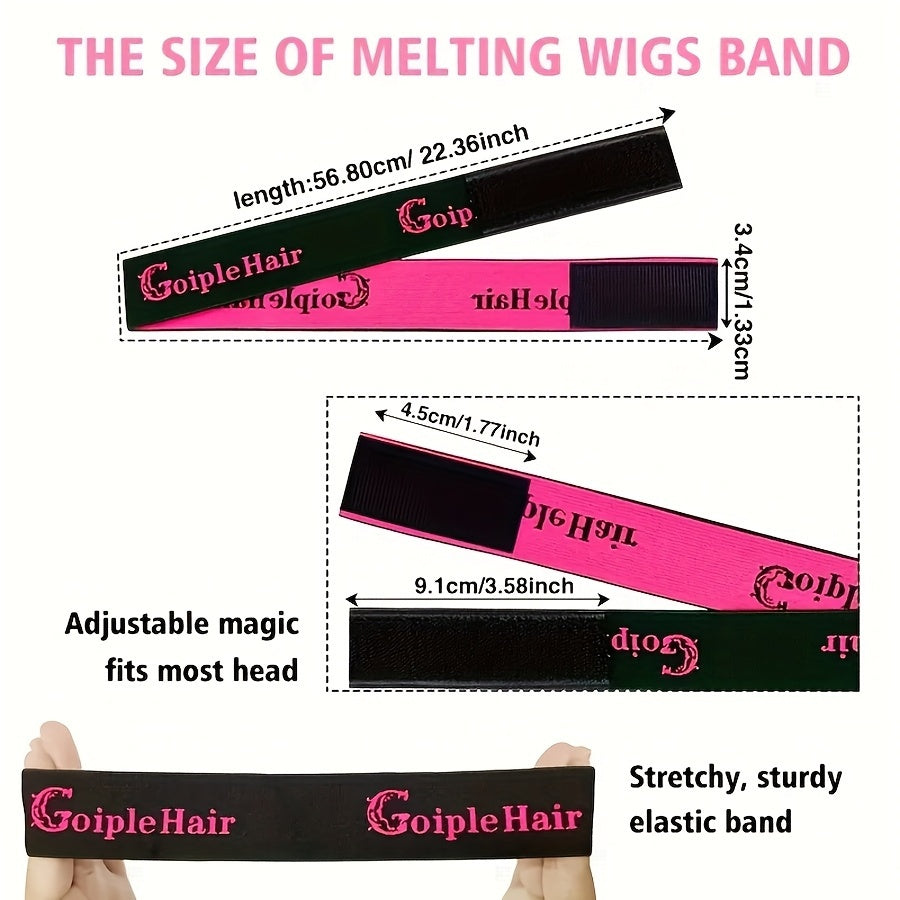 Wig Installation Kit in 9-Piece Glue or 14-Piece Styling Sets with Bands, Caps, Combs and Liquid Bottles
