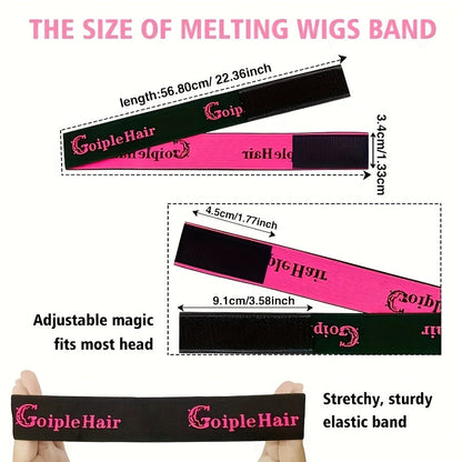 Wig Installation Kit in 9-Piece Glue or 14-Piece Styling Sets with Bands, Caps, Combs and Liquid Bottles