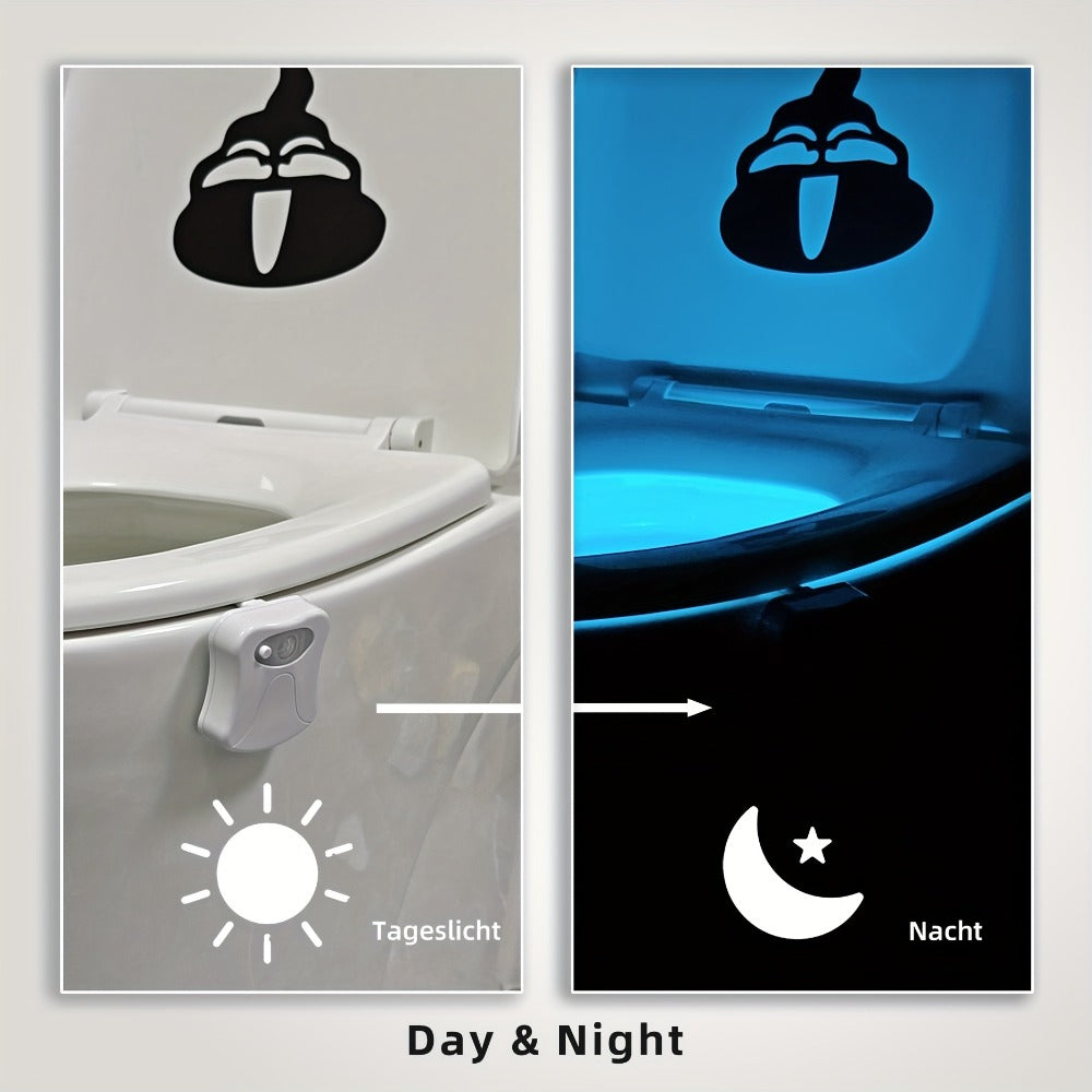 Two-Piece Clip-On Toilet Bowl LED Night Light Set with Motion Sensor and Three Brightness Levels
