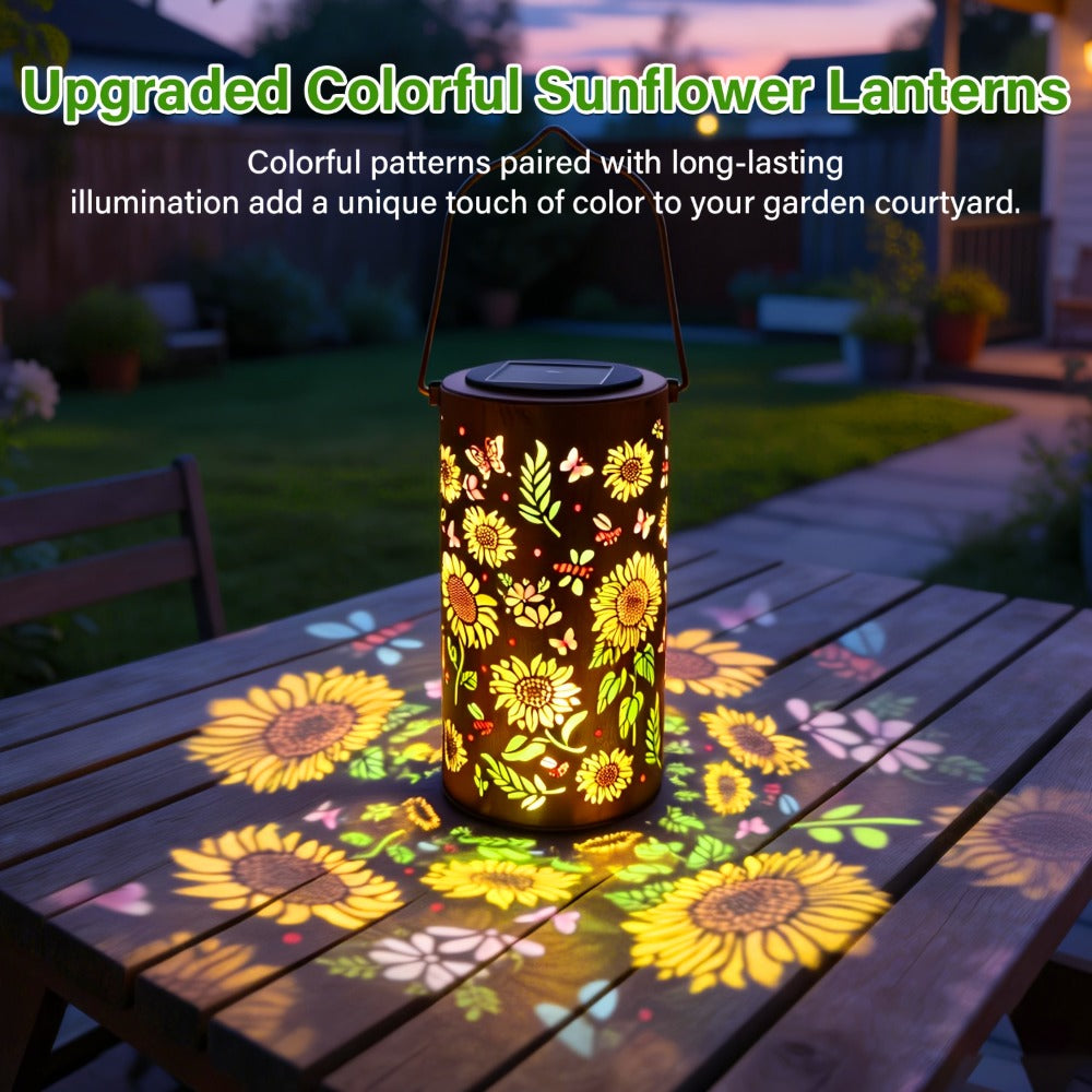 Solar Garden Lights IP65 Pattern Lantern with Hummingbird, Sunflower or Butterfly Designs for Yard Decor