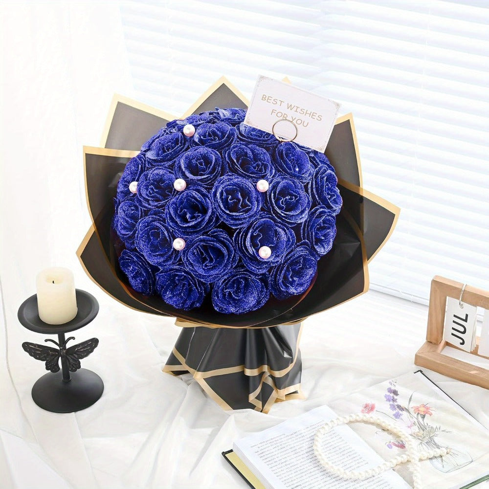 Artificial Flash Rose Bouquet 24/36 Pcs – Simulation Shiny Fake Roses for Wedding, Engagement, Anniversary & Holiday Decorations, Multiple Colors