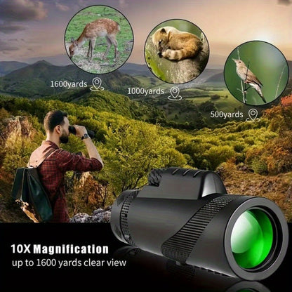 10x42 Monocular Telescope with Smartphone Adapter, Tripod and Black or Green Checkout Options