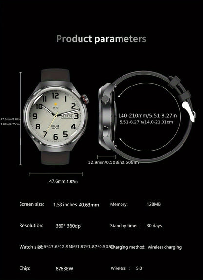 Smart Watch 360x360 Round Display with GPS, NFC, Wireless Calling and Five Strap Options for Men