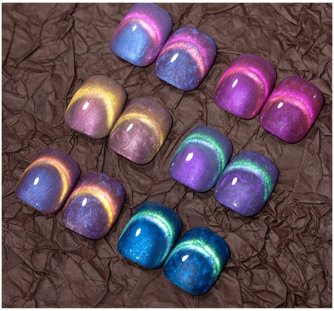 Cat Eye Gel Nail Polish Set 6Pcs 9D Aurora Magnetic Glitter Pearl Shell Effect – Soak-Off Semi-Permanent UV LED Gel Varnish Nail Art Kit for Home Salon Manicure Gift for Women