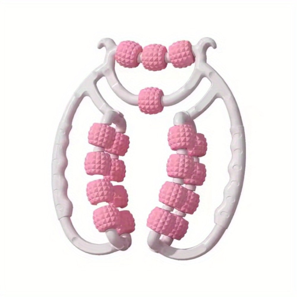 Twenty-Wheel Manual Leg Roller with Textured Rotating Nodes, Dual Handles and Pink or Green Options
