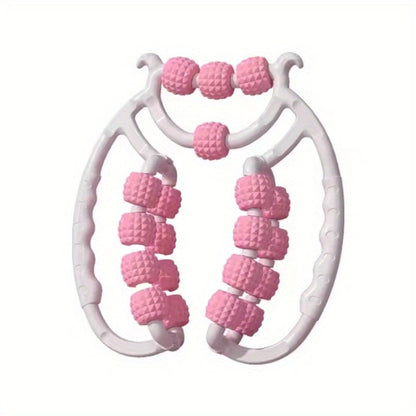 Twenty-Wheel Manual Leg Roller with Textured Rotating Nodes, Dual Handles and Pink or Green Options