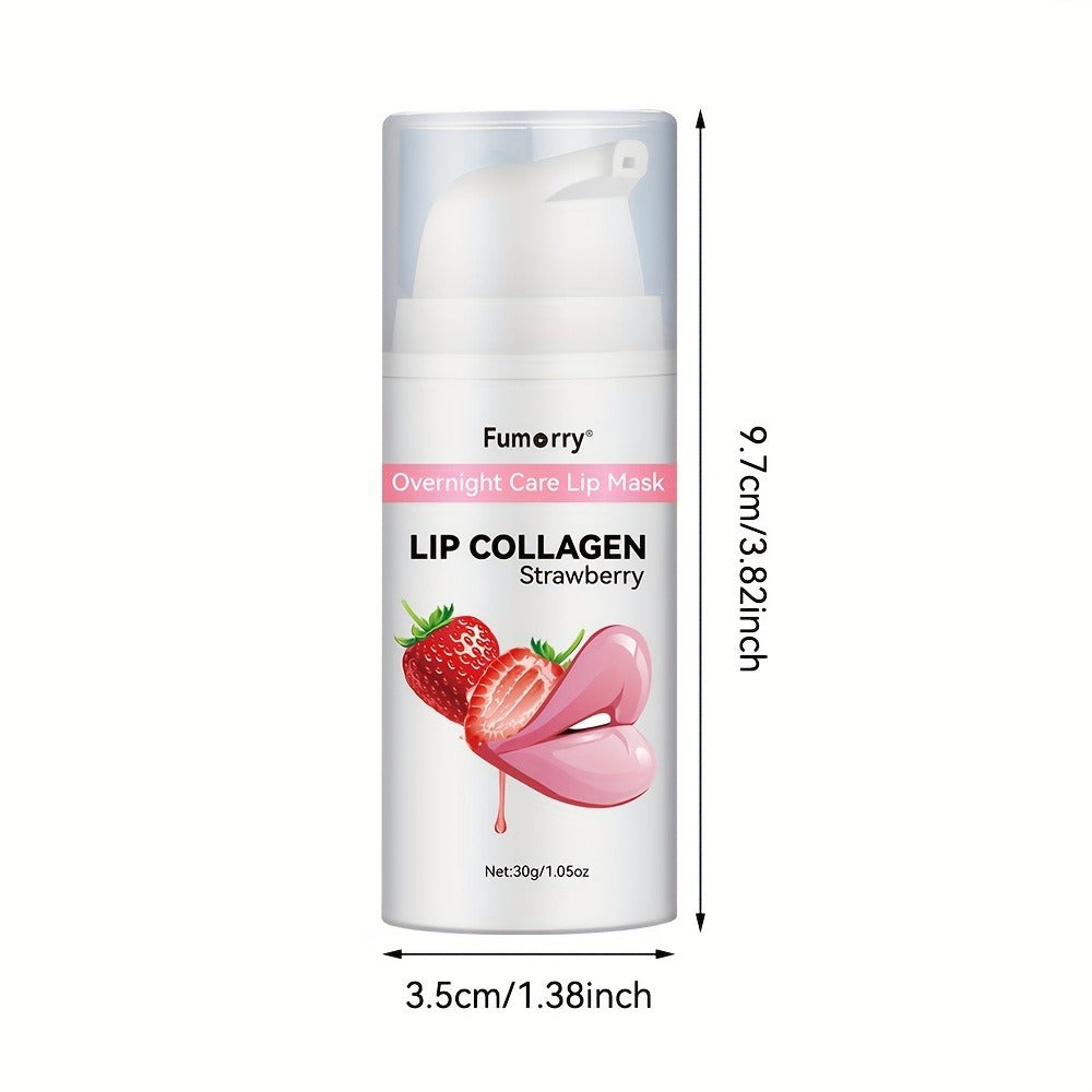 30g / 1.05oz Fumerry Lip Collagen Strawberry-Labeled Pump Bottle with Pink Applicator and 9.7cm Height