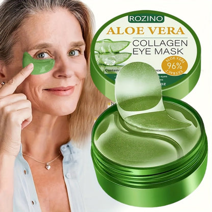Aloe Vera Under-Eye Gel Patch Jar, 80g with 60 Green Eye Masks and an Included Applicator Spoon