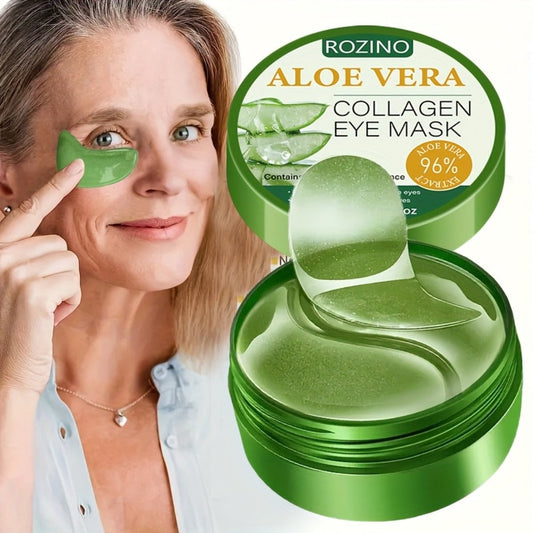 Under Eye Patches 60pcs Aloe Vera & Collagen Cooling Gel Eye Masks for Dark Circles Puffiness Wrinkles Swollen Eyes Instant Lift Deep Moisturizing Skincare 80g