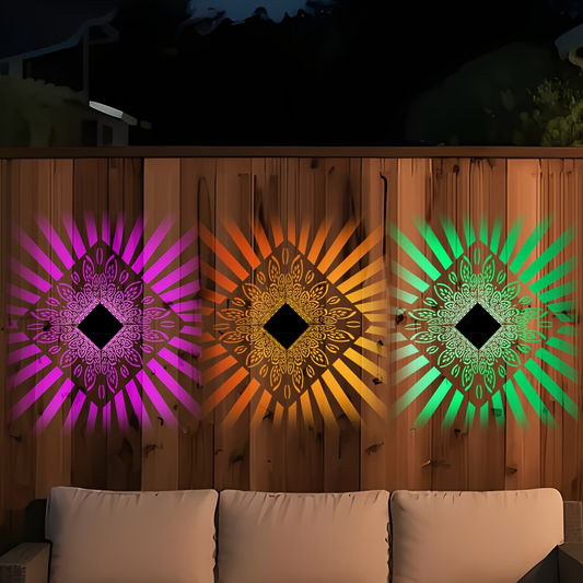 Solar Fence Lights Outdoor - IP65 Waterproof Metal Step Wall Light for Garden Pillar Patio Courtyard Multicolor & Warm LED Decor