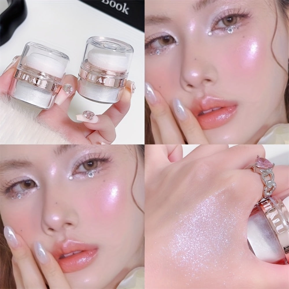 Glitter Highlighter Powder Set 3pcs Shimmer for Face & Body - Radiant Sparkle Fairy Glow Buildable Medium Coverage