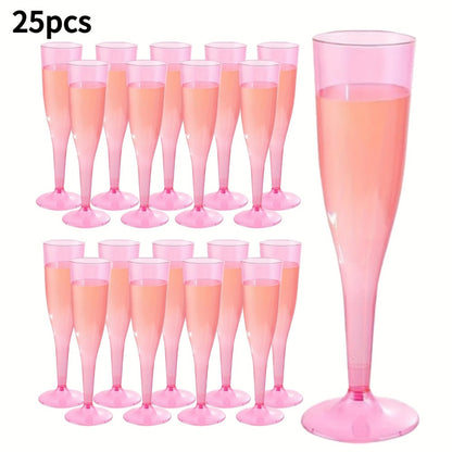 Pink Plastic Champagne Glasses Disposable 25 50 Pack – BPA-Free PS Mimosa Cups Pink Plastic Wine Glasses for Wedding Bridal Shower Cocktail Party Outdoor Events