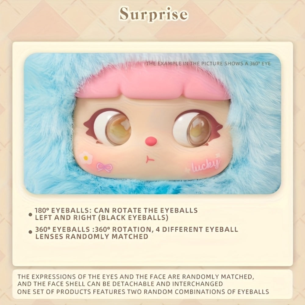 Plush Toy – Kawaii Rabbit with Detachable Face Panel and Assorted Character Styling for Display
