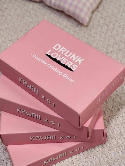 Drunk Lovers Couples Card Game with 54 Prompt Cards Split into 26 Pink and 28 Gray Cards, with Compact Pink Box