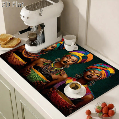 Colorful Portrait Pattern Stove Protector Mat, 28.35 x 20.47 Inches with Rectangular Format