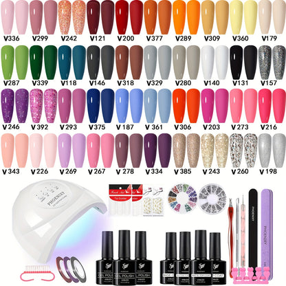 61-Piece Gel Nail Polish Kit with UV LED Lamp, 40 Color Bottles, Base and Top Coats and Manicure Tools