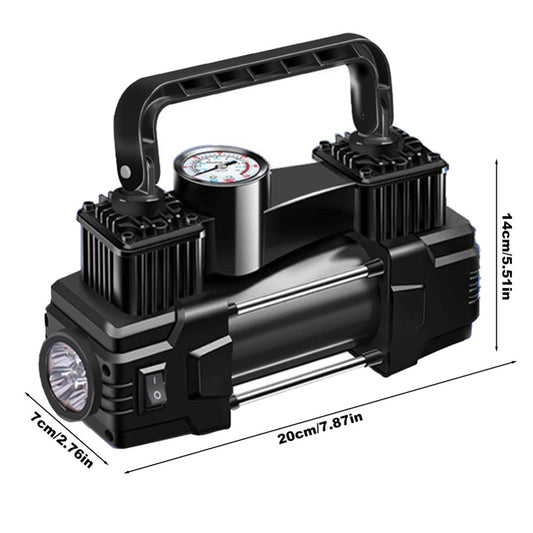 12V Tire Inflator 150PSI – Dual Cylinder Car Air Pump with LED Digital Pressure Gauge & Light, No Battery Required, Portable for Car, SUV, Truck, Bicycle, Basketball & Inflatables