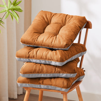Tufted Chair Cushion Set with Four 15.5-Inch Pads, Tie Straps and 11 Solid Color Choices for Dining Chairs