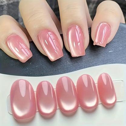Gel Nail Polish in 15ml Pink Holographic Rainbow Cat-Eye Finish with Magnetic UV/LED Cure for Nail Art