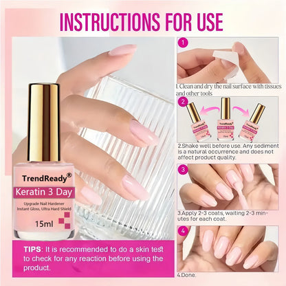 Pink-Label Nail Care Coating Two-Pack in 15 ml Square Bottles with Gold Caps and Brush Applicators