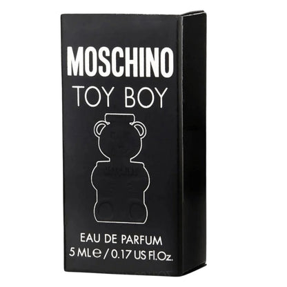 Perfume Travel Spray Moschino Toy Boy Eau de Parfum 5ml in a Compact Black Atomizer for Men