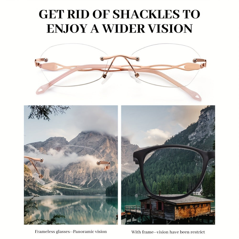 Reading Glasses – Three-Pair Rimless Metal Blue-Light Readers in Multiple Colors and Strengths