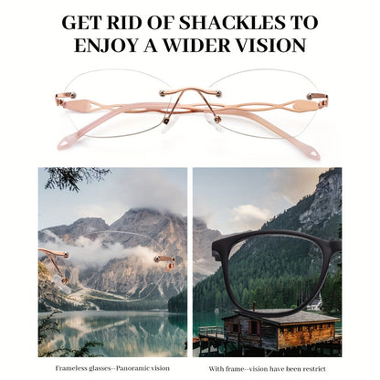 Reading Glasses – Three-Pair Rimless Metal Blue-Light Readers in Multiple Colors and Strengths