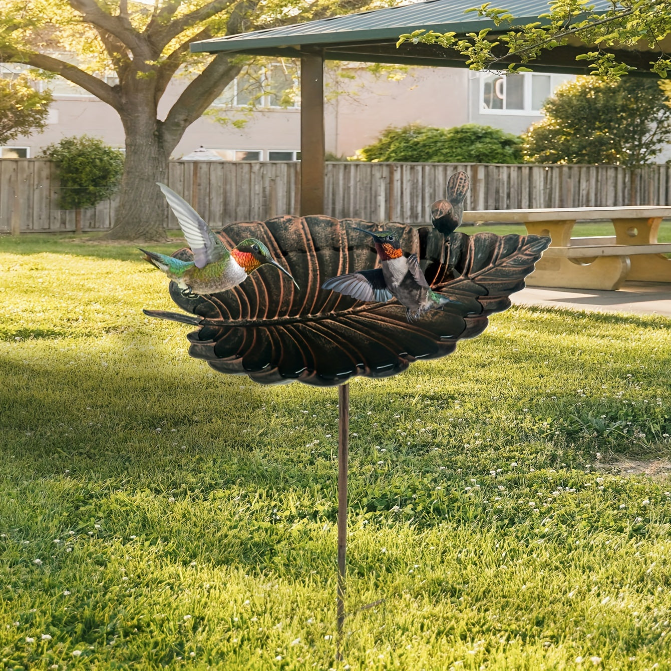 Bird Bath Metal Stake | Rust-Proof Cast Iron Garden Yard Lawn Patio