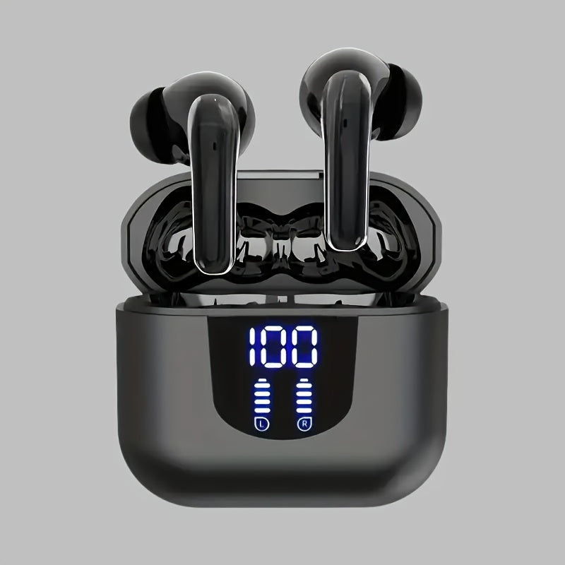 Bass Stereo Wireless Earphones Bluetooth 5.4, 40-Hour Playtime In-Ear Earbuds with Noise Cancelling Mic & LED Display, Touch Control Type-C Charging, Compatible with Laptop Tablet Phone, Sport Exercise