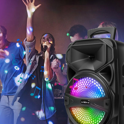 8-Inch Portable Party Speaker with Bluetooth, FM, LED Light, Remote, Microphone, AUX, USB and TF, Four Options