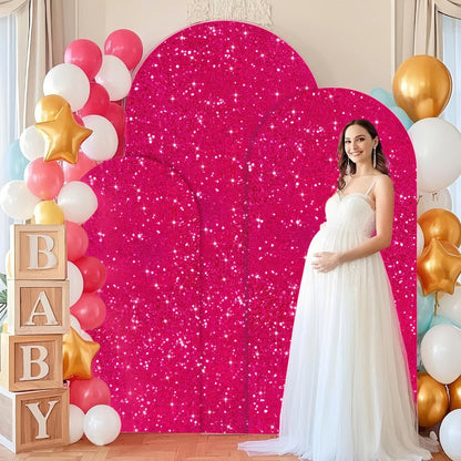 Three-Size Wedding Arch Cover Set for 4, 5 and 6-Foot Frames in Nine Metallic Sequin Color Options