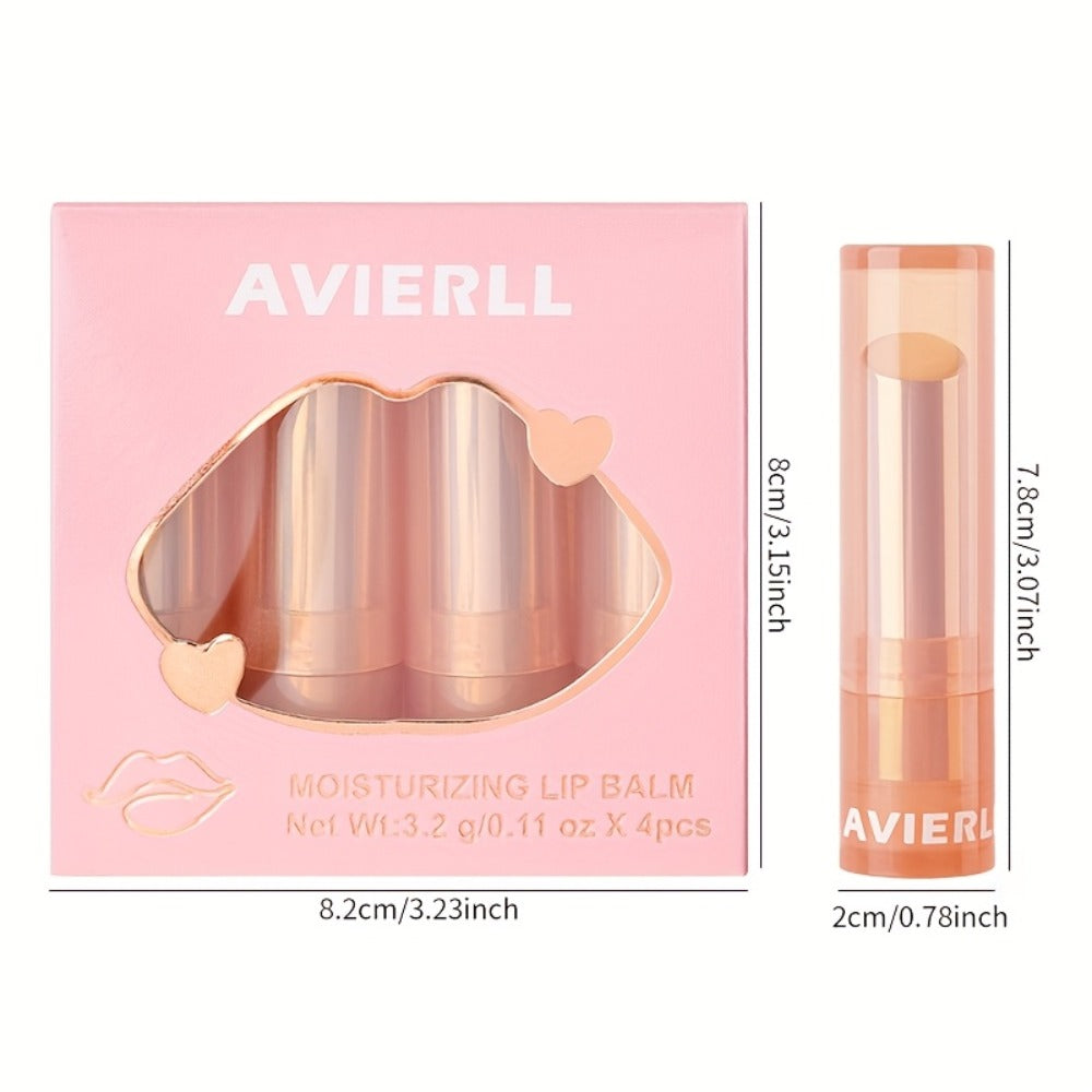 Four-Piece Moisturizing Lip Balm Set with Vitamin E and Plant Oils for an Everyday Lip Care Routine