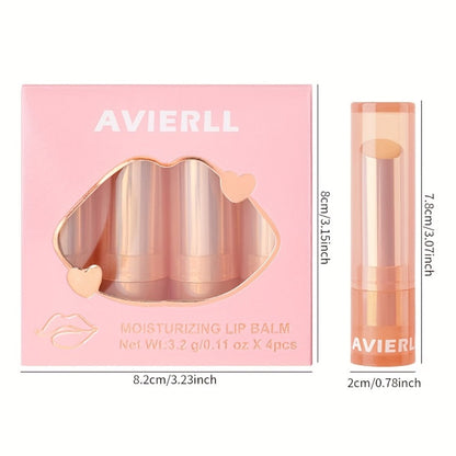Four-Piece Moisturizing Lip Balm Set with Vitamin E and Plant Oils for an Everyday Lip Care Routine