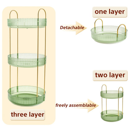 Rotating Multi-Level Makeup Organizer with Detachable Trays and 12 Exact Color-and-Layer Options
