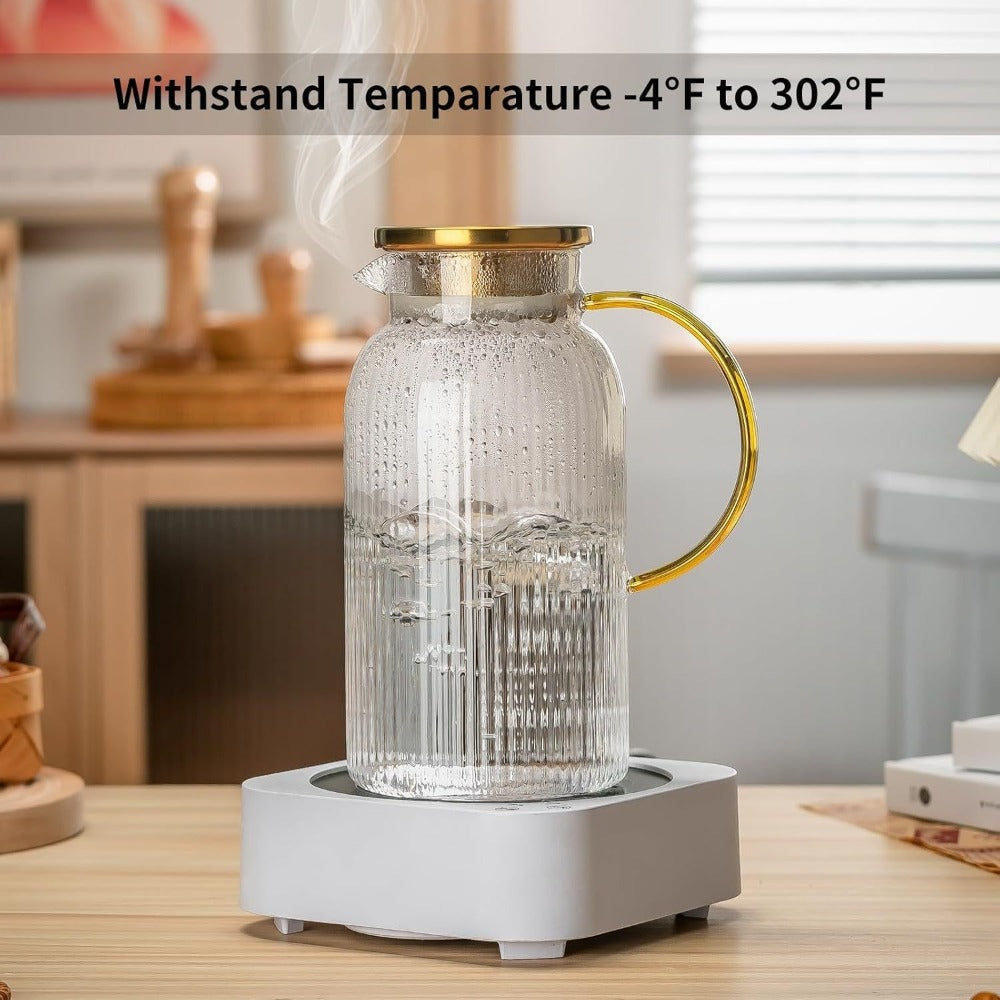 Ribbed 68-Ounce Glass Pitcher Set in Two- or Four-Pitcher Packs or Two Pitchers with Two Cups