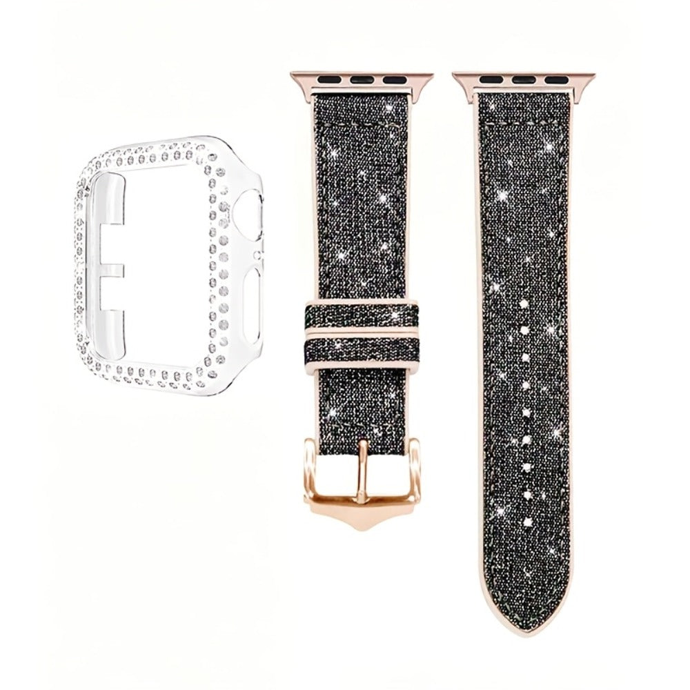 Rhinestone Mesh Watch Band and Matching Case Set for Apple Watch in 19 Color-and-Size Options