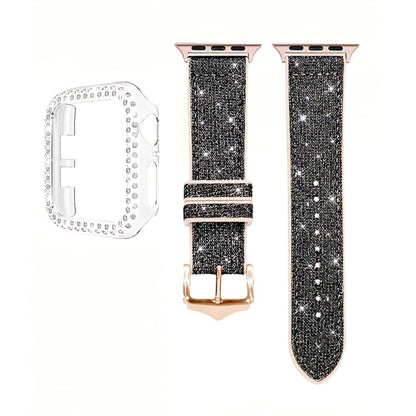 Rhinestone Mesh Watch Band and Matching Case Set for Apple Watch in 19 Color-and-Size Options