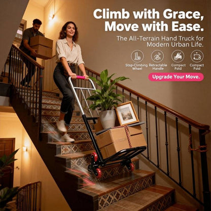 Folding Hand Truck Stair Climbing Wheels Heavy Duty 220 450 680 LBS Capacity Compact Collapsible Handcart Dolly for Home Warehouse Grocery Moving Office Material Handling
