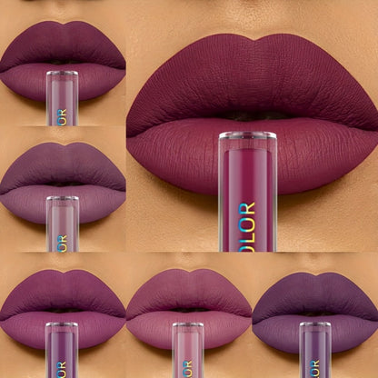 Matte Liquid Lipstick Set 6pcs Lip Glaze Long-Lasting Non-Sticky Non-Drying Colorfast Velvet Finish with Natural Scent Defines Lip Contour All-Day Wear Everyday Makeup Gift Set for Women