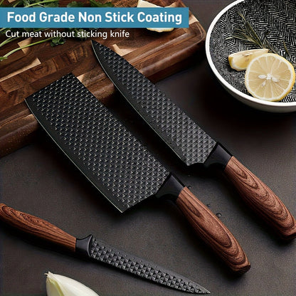 Kitchen Knife Set Professional Stainless Steel with Wooden Block – Hammer Textured Chef Knives, Self-Sharpening, Scissors Included, Gift Box Ready for Valentine's Day, Wedding & Housewarming