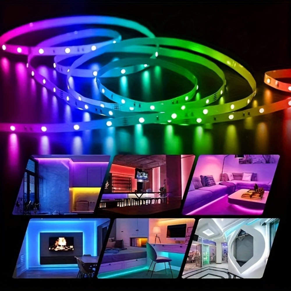 5050 RGB LED Light Strip with USB Plug and Three-Button Controller in 3m, 4m or 15m Lengths