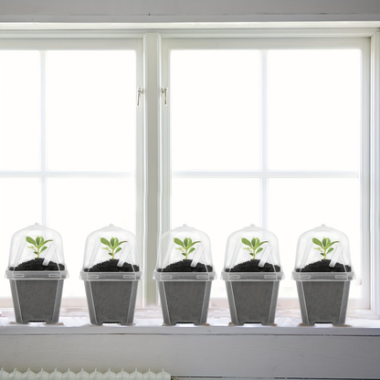 Clear Nursery Pot Set with Humidity Dome Lids, Vent Controls and Protected 30-Piece Checkout Label